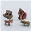 Image 2 : 4 Peruvian Carved Stone Animals with Wood Stand