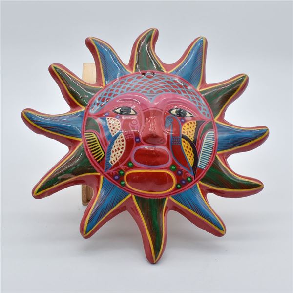 Mexican Glazed Pottery Sun Wall Decor