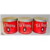 Image 1 : LOT OF 3 VINTAGE OLD VIRGINIA TOBACCO TINS