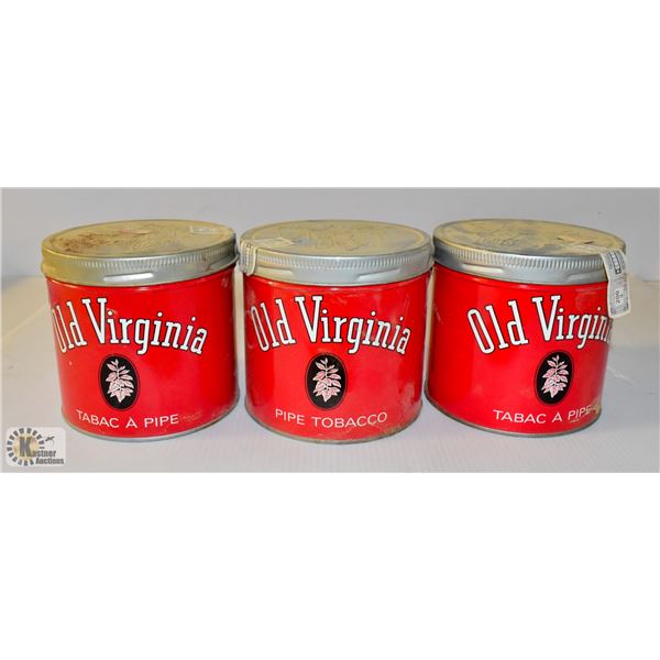 LOT OF 3 VINTAGE OLD VIRGINIA TOBACCO TINS