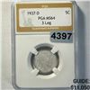 1937-D 3 Leg Buffalo Nickel PGA - MS64