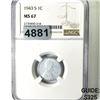 1943-S Lincoln Memorial Cent NGC - MS67