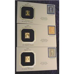 (3) 22K Gold Stamps & Covers