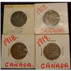 Image 1 : 1906 " 1917 " 18 & 19  Canadian Cents