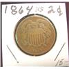 Image 1 : 1864 US 2-Cent Piece. VG.