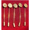 Image 1 : (5) Antique Pattern Gold Coin Stick Pin.