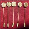 Image 1 : (5) Antique Pattern Gold Coin Stick Pin.