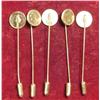 Image 2 : (5) Antique Pattern Gold Coin Stick Pin.