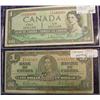 Image 1 : 1937 and 54 Canadian $1. Notes.