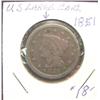 Image 1 : 1851 US Large Cent. VG, Partial Hole.