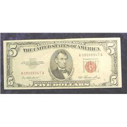 Series 1953 $5 U.S. Note Red Seal