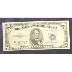 Series 1953 $5 Silver Certificate. F
