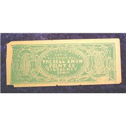 Sigourney, Iowa ""The Bell Show"" Scrip