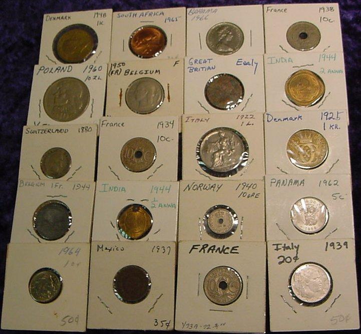 (20) Old Foreign Coins dating back to 1880.