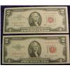 Image 1 : Pair of VF-EF ""Red Seal"" $2 U.S. Notes.