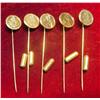 Image 1 : (5) Antique Pattern Gold Coin Stick Pin. 