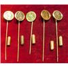 Image 1 : (5) Antique Pattern Gold Coin Stick Pin. 