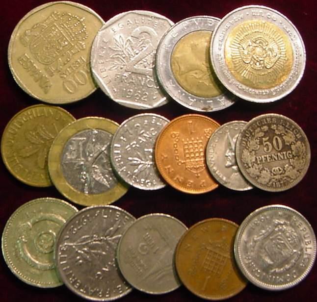 (15) Foreign Coins. English Pound, Spain 500 Pesetas
