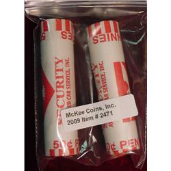 2009P & D Log Cabin Cent Rolls. BU Original Wrapper.