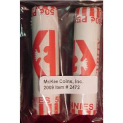 2009P & D Log Cabin Cent Rolls. BU Original Wrapper.