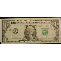 Series 1988A $1. FRN. With 6-1's in Serial Number.