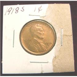 1918S Lincoln Cent. Red & Brown 63.