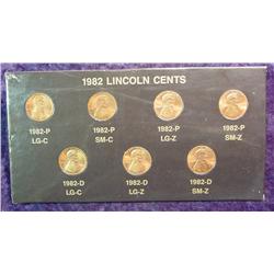 Set 1982 7-Variety Lincoln Cents. BU.