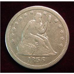1856O Liberty Seated Quarter. VF.