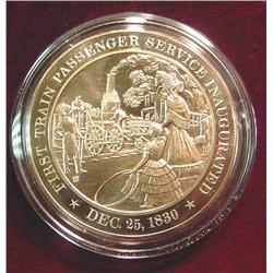 1830 First Train Service Inaugurated. Bronze Medal.