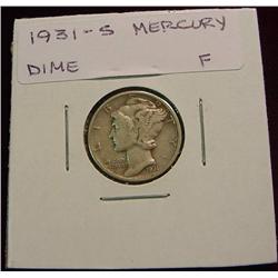 1931S Mercury Dime. F.