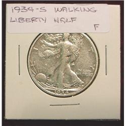 1934S Walking Liberty Half Dollar. F.