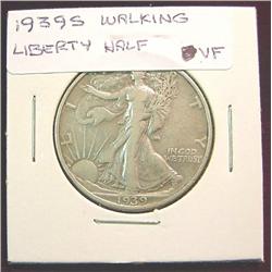 1939S Walking Liberty half Dollar. VF.