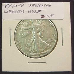 1940D Walking Liberty Half Dollar. VF.