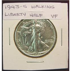 1943S Walking Liberty Half Dollar. VF.