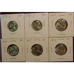 1970D"  S  79P  D  80P " & D Gem BU Nickels.