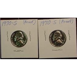(2) 1970 S Gem Proof Jefferson Nickels.