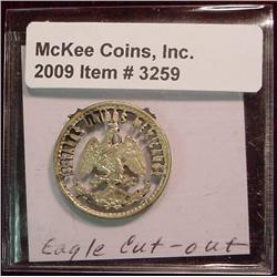 Mexican 20 Centavos Cut-out Art Jewelry Coin.