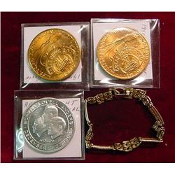 Ladies Bracelet; First Lunar Flight Medal; & (2)