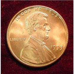 1995 P Lincoln Cent. Exhibits hub doubling. BU