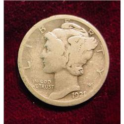 1921 P Mercury Dime. G-4.