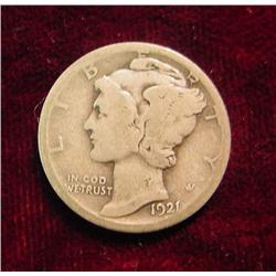 1921 D Mercury Dime. G-4.