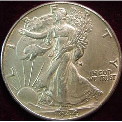 1944 P Walking Liberty Half Dollar. AU 50.