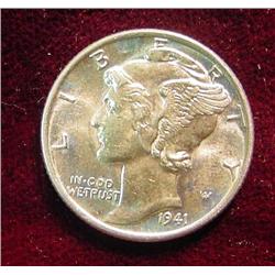 1941 P Mercury Dime. Brilliant Unc.