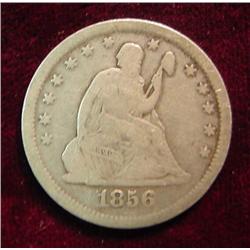 1856 P Seated Liberty Quarter. VG-8.