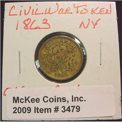 1863 Civil War Token Oliver Boutwell"  Troy " N.Y.