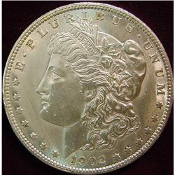 1902 O Morgan Silver Dollar. Cleaned AU.