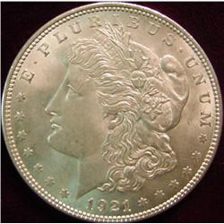1921 P Morgan Silver Dollar. Brilliant Unc.