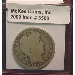 1907 S & 08 S Barber Half Dollars. G & AG