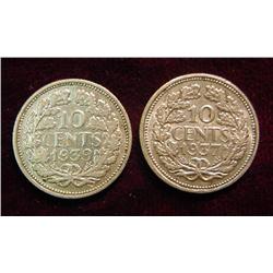 1937 & 39 Netherlands .10c EF 40.