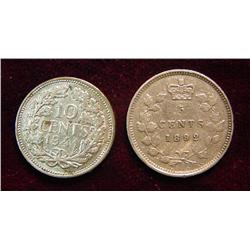 1892 Canada Five Cent Silver EF & 1941 Nether